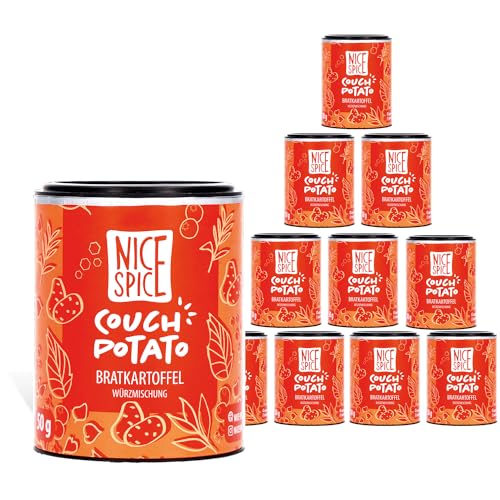NICE SPICE Couch Potato Gewürz, 10 Dosen (10 x 50g), Perfekt für Patatas Bravas & Bratkartoffeln, 10 erlesene Zutaten inklusive Rosmarin & Meersalz, Genuss für Kartoffelliebhaber von NICE SPICE