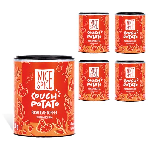 NICE SPICE Couch Potato Gewürz, 5 Dosen (5 x 50g), Perfekt für Patatas Bravas & Bratkartoffeln, 10 erlesene Zutaten inklusive Rosmarin & Meersalz, Genuss für Kartoffelliebhaber von NICE SPICE