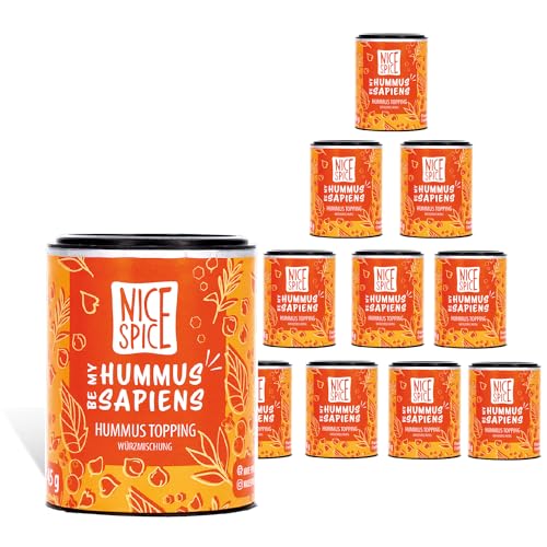 NICE SPICE Hummus Sapiens Gewürz, 10 Dosen (10 x 45g), Perfekt für Hummus, 11 erlesene Zutaten inklusive weißem und schwarzem Sesam sowie Chilipulver, Genuss für Hummus-Liebhaber von NICE SPICE