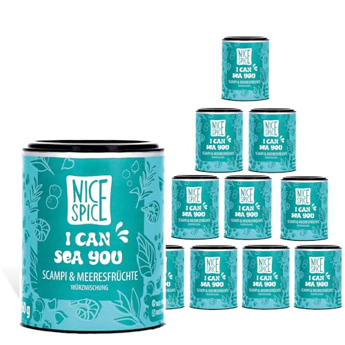 NICE SPICE I can Sea You Gewürz, 10 Dosen (10 x 60g), Perfekt für Scampi & Meeresfrüchte, 9 erlesene Zutaten für exquisite Gerichte, Geschenk für Feinschmecker von NICE SPICE