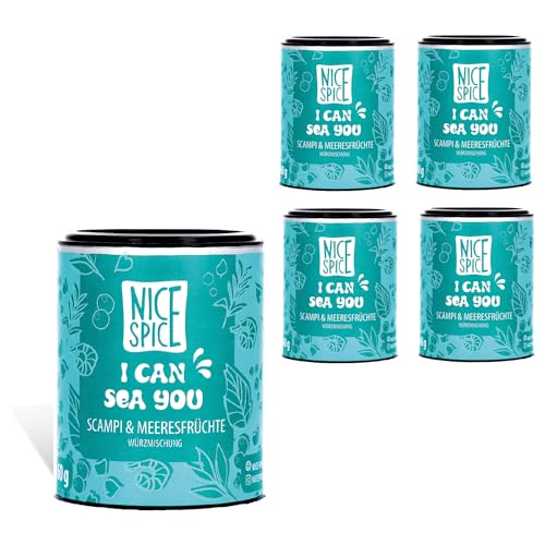 NICE SPICE I can Sea You Gewürz, 5 Dosen (5 x 60g), Perfekt für Scampi & Meeresfrüchte, 9 erlesene Zutaten für exquisite Gerichte, Geschenk für Feinschmecker von NICE SPICE