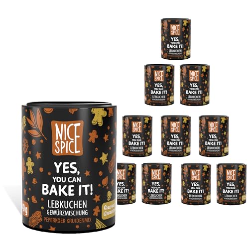 NICE SPICE Lebkuchengewürz "Yes, You can Bake it!", 10 Dosen (10 x 40g), Gewürzmischung für köstliche Lebkuchen, Backen, Geschenk für Backliebhaber, Gewürzvorrat von NICE SPICE