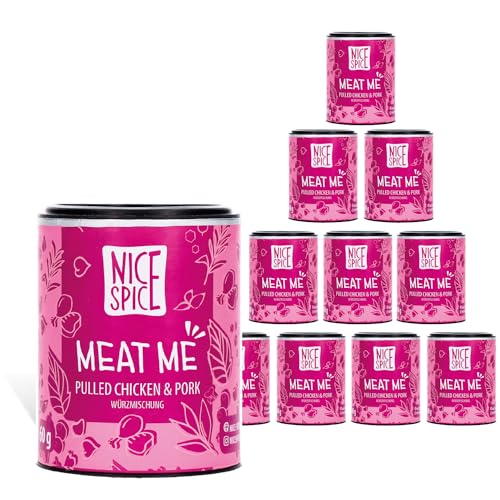 NICE SPICE Meat Me Gewürz, 10er Pack (10 x 60g), Perfekt für Pulled Pork & Chicken, BBQ-Fans Liebling, Geschenk für Grillmeister, Gewürzvorrat von NICE SPICE