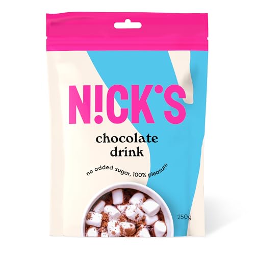 NICKS Chocodrink Heiße Schokolade ohne Zuckerzusatz, Hochwertige Kakao Trinkschokolade Keto, Vegan, Glutenfrei (35 Portionen | 250g) von N!CK'S