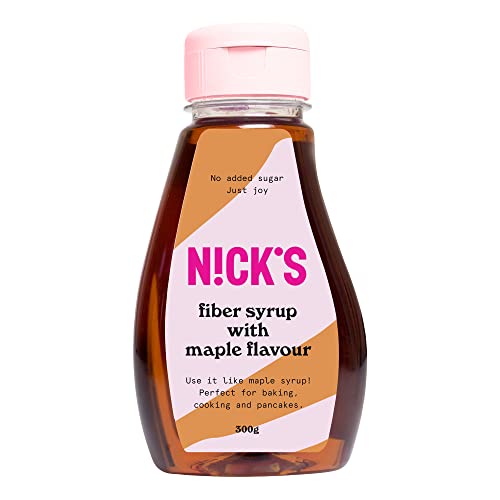 NICKS Fiber Sirup mit Ahorngeschmack, Maple syrup, ballaststoffreiche natürliche Keto Süßstoff ohne Zuckerzusatz, Glutenfrei, Low carb Vegane Zuckerersatz (300g) von N!CK'S