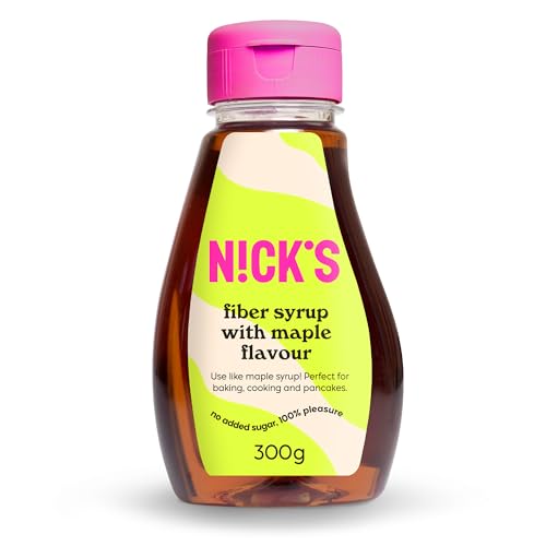 NICKS Fiber Sirup mit Ahorngeschmack, Maple syrup, ballaststoffreiche natürliche Keto Süßstoff ohne Zuckerzusatz, Glutenfrei, Low carb Vegane Zuckerersatz (300g) von N!CK'S