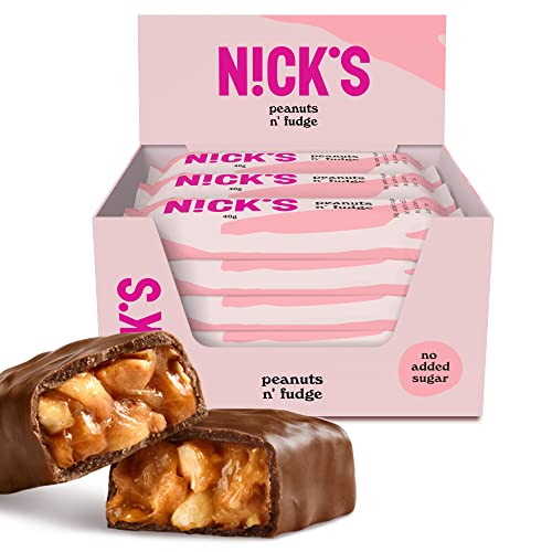 NICKS Keto Riegel Peanuts n fudge, Schokolade Erdnüsse Karamell Snacks, 175 Kalorien, 3,9 Net carbs, ohne Zuckerzusatz, Glutenfrei, Low carb Süssigkeiten (15x40g) von N!CK'S