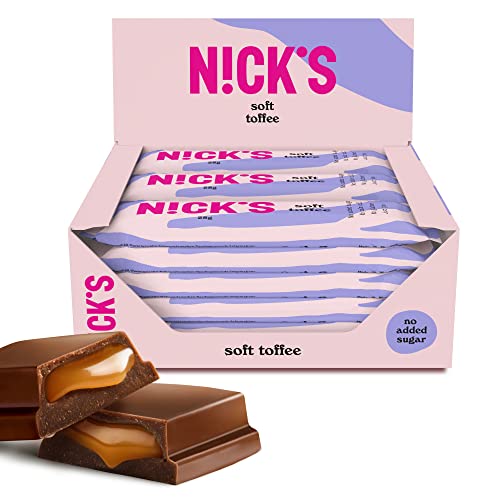 NICKS Keto Riegel Soft Toffee, Schokolade Karamel gefüllte Snacks, 110 Kalorien, 3,5 Net carbs, ohne Zuckerzusatz, Glutenfrei, Low carb Süssigkeiten (15x28g) von N!CK'S