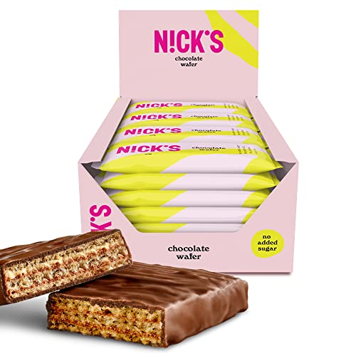 NICKS Riegel Schokolade Wafer, Low carb Waffel Kekse Schokoriegel, 165 Kalorien, Snack bar ohne Zuckerzusatz Glutenfrei Süssigkeiten (24 Kexbar x 35g) von N!CK'S