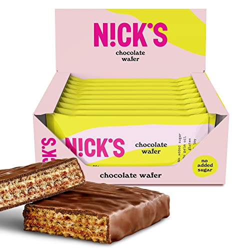 NICKS Riegel Schokolade Wafer, Low carb Waffel Kekse Schokoriegel, 165 Kalorien, Snack bar ohne Zuckerzusatz Glutenfrei Süssigkeiten (9 Kexbar x 35g) von N!CK'S