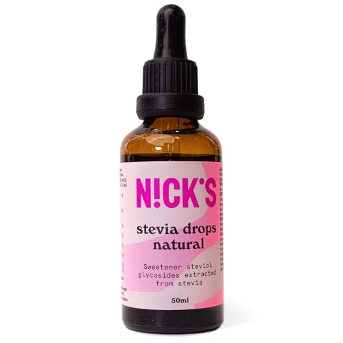 NICKS Stevia Drops Natural (50ml) Keto stevia flüssig, Zuckerfreie Tafelsüße ohne Kalorien, Low carb Zuckerersatz, Süßstoff, Flüssigsüße, Alternative zu Zucker, Süßungsmittel mit Pipette von N!CK'S