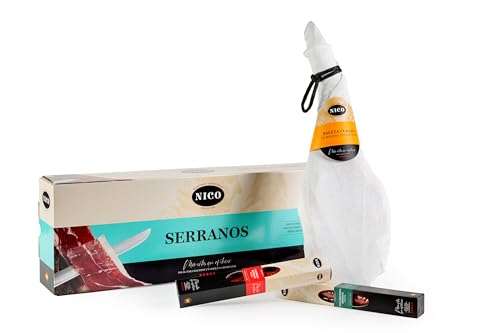 Geschenkset Pachtelette – ca. 4,5 kg + Iberische Wurst + Iberische Chorizo und dekorierte Box von NICO JAMONES