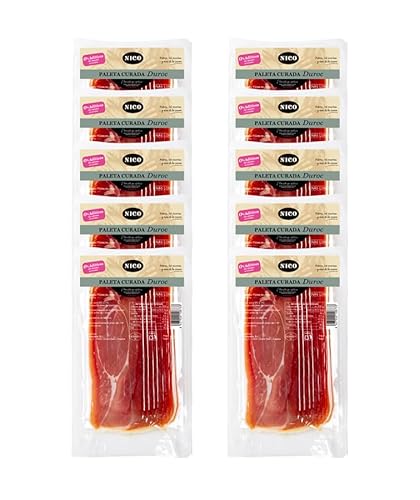Nico - Box mit 10 Blisterpackungen x 90 g Hart-Palette in einem Beutel mit 90 g ohne Zusatzstoffe, kuratierte Duroc-Palette, 100 % natürlich, hergestellt nur aus Palette und Meersalz, ohne Nico - Box mit 10 Blisterpackungen x 90 g Hart-Palette in einem Beutel mit 90 g ohne Zusatzstoffe, kuratierte Duroc-Palette, 100 % natürlich, hergestellt nur aus Palette und Meersalz, ohne von NICO JAMONES