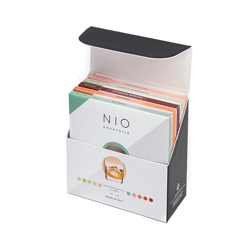 NIO Cocktails – Fertig gemixte Cocktails. Aperitif-Set mit 5 x 100 ml Cocktail-Mischungen (Espresso Martini, Negroni, Cosmopolitan, Daiquiri, Tommy’s Margarita). Perfekte Drinks für den Aperitif von NIO Cocktails