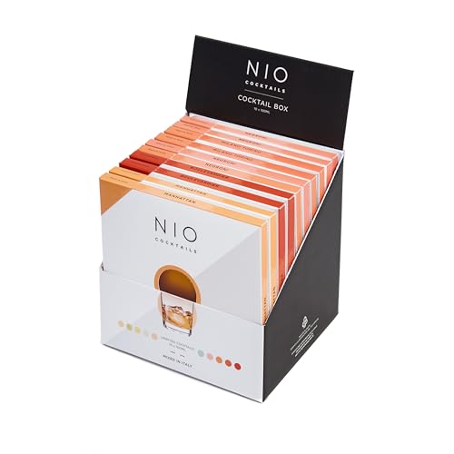 NIO Cocktails - Box für Bitter-Liebhaber, 10 Vorgemischte, Trinkfertige Drinks zu Jeweils 100 ml (4 Negroni, 2 Milano Torino, 2 Boulevardier, 2 Manhattan), Geschenkpackung, 1000ml von NIO Cocktails