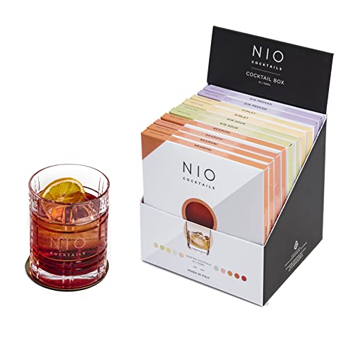 NIO Cocktails - Gin-Liebhaber-Box, 10 Vorgemischte, Trinkfertige Drinks zu Jeweils 10 cl auf Gin Tanqueray-Basis (4 Negroni, 2 Gimlet, 2 Gin Sour, 2 Gin Proved), Geschenkpaket, 100 cl von NIO Cocktails