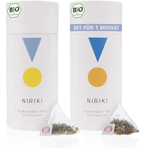 Bio Storchennest Tee Set 1 & 2 – bewährte Zykluskräuter – traditionelle Rezeptur mit Mönchspfeffer – in Deutschland hergestellt – 2x 30 Teebeutel für 1 Monat von NIRIKI