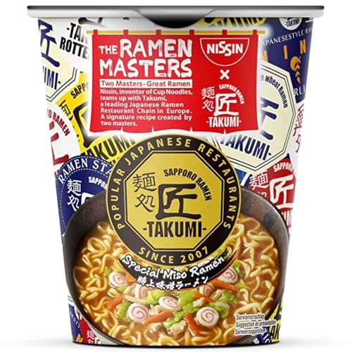 NISSIN Foods The Ramen Masters - Takumi Special Miso Ramen Original japanisches Miso Ramen Rezept als Instant-Nudelsuppe Restaurantgeschmack im Becher, 74 g von NISSIN