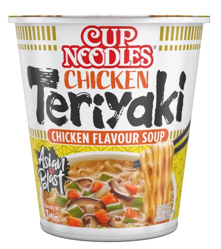 NISSIN Cup Noodles – Chicken Teriyaki, Einzelpack, Soup Style Instant-Nudeln japanischer Art, mit Hühnerfleisch-Geschmack und Gemüse, schnell im Becher zubereitet, asiatisches Essen (1 x 67 g) von NISSIN