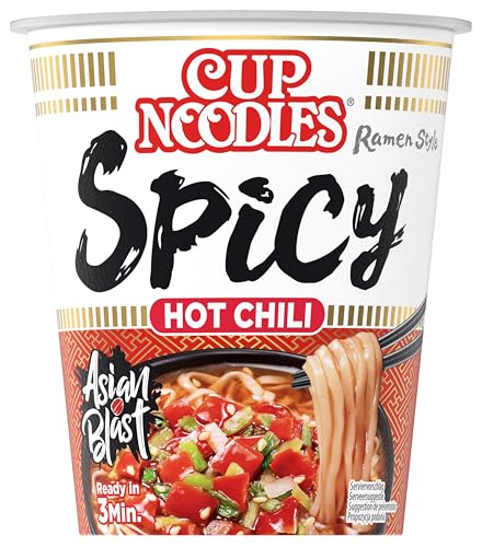 Nissin Cup Noodles – Spicy, Einzelpack, Soup Style Instant-Nudeln japanischer Art, mit Chilis, geröstetem Sesam & Gemüse, schnell im Becher zubereitet, asiatisches Essen (1 x 66 g) von Cup Noodles