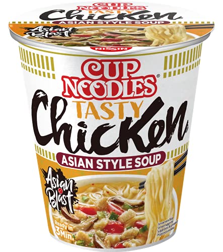 Nissin Cup Noodles – Tasty Chicken, Einzelpack, Soup Style Instant-Nudeln japanischer Art, mit Hühnerfleisch-Geschmack & Gemüse, schnell im Becher zubereitet, asiatisches Essen (1 x 63 g) von NISSIN