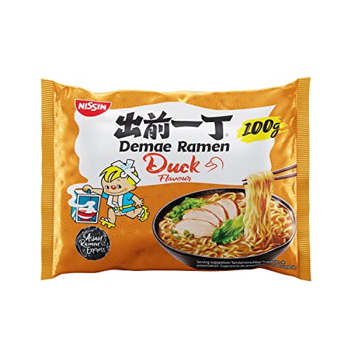 Nissin Demae Ramen – Ente, 10er Pack, Instant-Nudeln japanischer Art, mit Entenfleisch-Geschmack, Knoblauch & asiatischen Gewürzen, schnell & einfach zubereitet, asiatisches Essen (10 x 100 g) von NISSIN