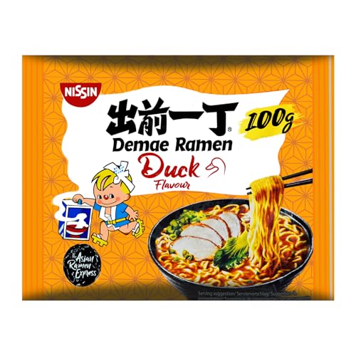 Nissin Demae Ramen – Ente, Einzelpack, Instant-Nudeln japanischer Art, mit Entenfleisch-Geschmack, Knoblauch & asiatischen Gewürzen, schnell & einfach zubereitet, asiatisches Essen (1 x 100 g) von NISSIN