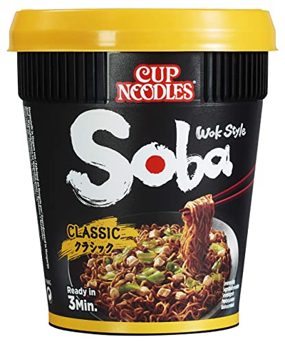 Nissin Cup Noodles Soba Cup – Classic, 1er Pack, Wok Style Instant-Nudeln japanischer Art mit Yakisoba-Sauce und Gemüse, schnell im Becher zubereitet, asiatisches Essen (90 g) von NISSIN