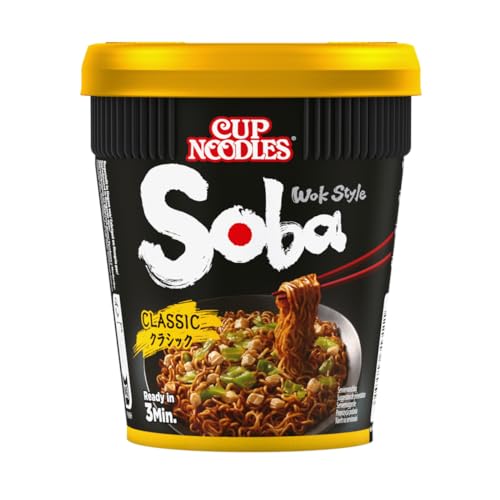 Nissin Noodles Soba Cup – Classic, 1er Pack, Wok Style Instant-Nudeln japanischer Art mit Yakisoba-Sauce und Gemüse, schnell im Becher zubereitet, asiatisches Essen (90 g) von Soba