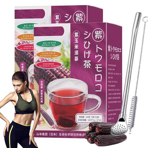 Purple Corn Silk Tea, Highly Popular In Japan Detoxifying and Nourishing Purple Corn Husk Tea, Mulberry Rose Corn Husk Tea Bags, Slimming Detox Flower Tea (2PCS) von NNBWLMAEE