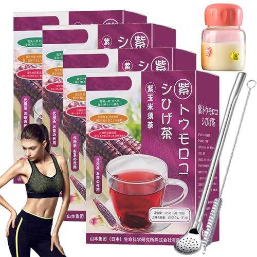 Purple Corn Silk Tea, Highly Popular In Japan Detoxifying and Nourishing Purple Corn Husk Tea, Mulberry Rose Corn Husk Tea Bags, Slimming Detox Flower Tea (4PCS) von NNBWLMAEE