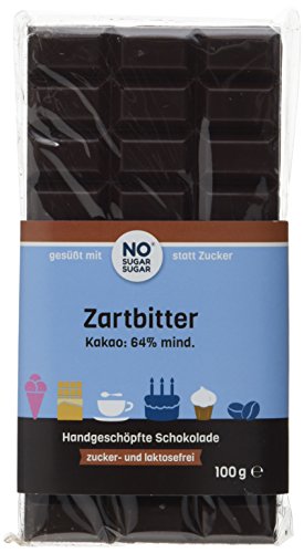 NO SUGAR SUGAR Zartbitter Schokolade zuckerfrei vom Konditor, 11er Pack (11 x 100 g) von NO SUGAR SUGAR