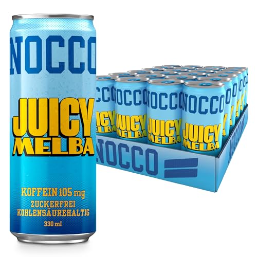 NOCCO BCAA energy drink 24er pack – zuckerfrei, vegan Energy Getränk mit Koffein, Vitaminen und Aminosäuren – Pfirsichgeschmack, 24 x 330ml inkl. Pfand (Juicy Melba) von NOCCO