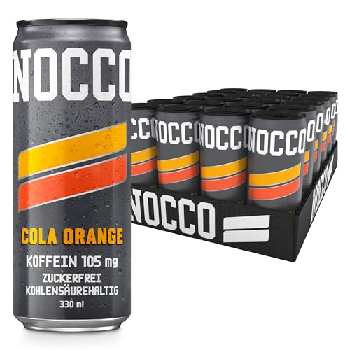 NOCCO energy drink 24er pack – zuckerfrei, vegan Energy Getränk mit Koffein & Vitaminen, 24 x 330ml inkl. Pfand (Cola Orange) von NOCCO
