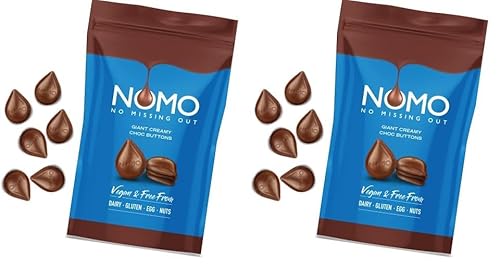 NOMO Giant Buttons Creamy | 110 g | VEGAN | LAKTOSEFREI, GLUTENFREI, EIFREI, NUSSFREI | zertifizierter nachhaltiger und hochwertiger Kakao | Wiederverschließbare Packung (Packung mit 2) von NOMO