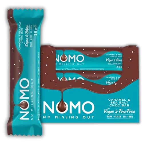 NOMO Caramel & Sea Salt Schokoriegel | 24 x 38 g | VEGANE Schokolade für Alle | LAKTOSEFREI, GLUTENFREI, EIFREI, NUSSFREI | Karamell | Allergiker geeignet | zertifizierter Kakao von NOMO