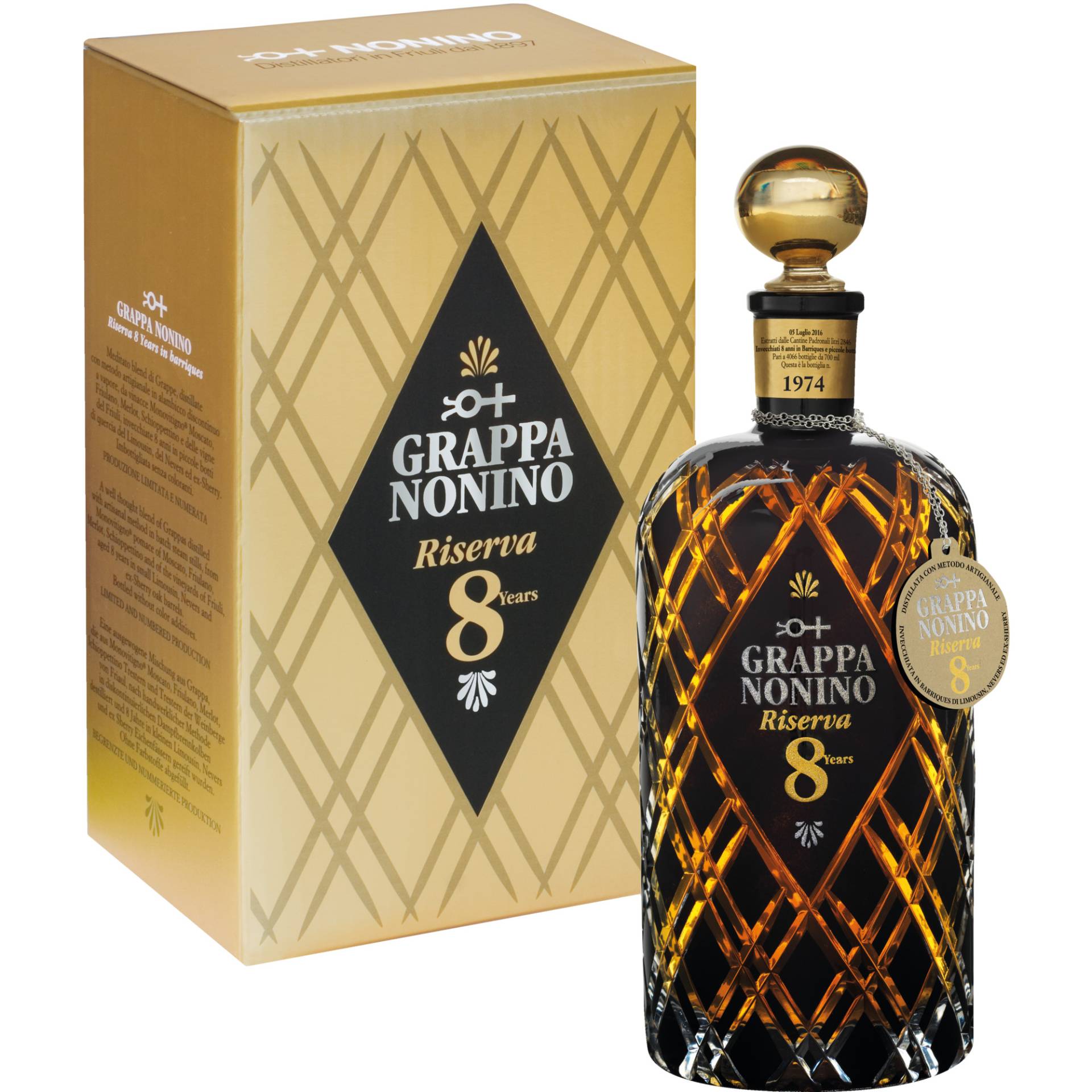 Nonino Grappa Riserva 8 Years, 0,70 L, 43% Vol., in Geschenkbox, Spirituosen Nonino Grappa Riserva 8 Years, 0,70 L, 43% Vol., in Geschenkbox, Spirituosen von NONINO distillatori Via Aquileia 104, 33050 Percoto Pavia di Udine, Italia
