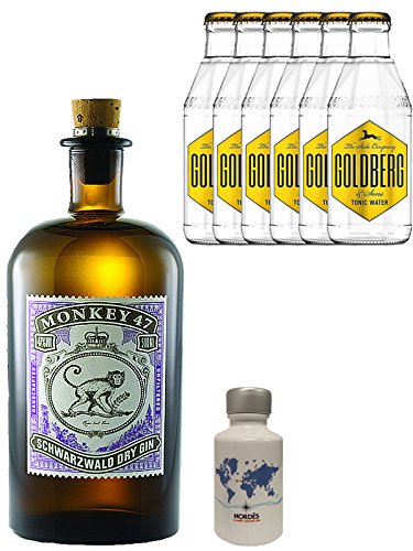 Gin-Set Monkey 47 Schwarzwald Dry Gin 0,5 Liter + Nordes Atlantic Gin 0,05 Liter Miniatur + 6 Goldberg Tonic Water 0,2 Liter von NORDES