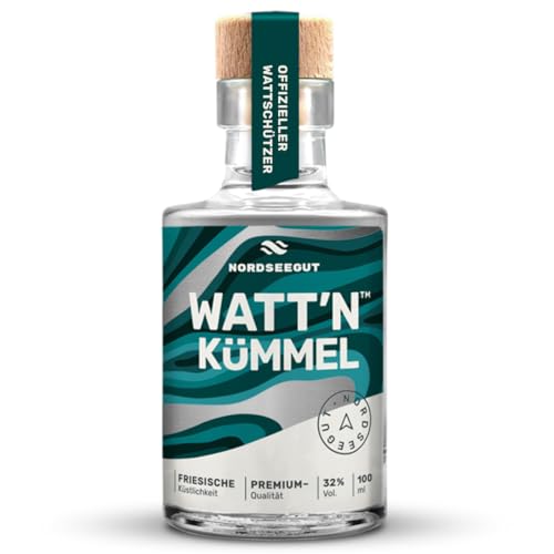 NORDSEEGUT WATT`N KÜMMEL 0,1L mit edler Geschmacks-Note - Nordsee Kümmel Schnaps mit 32% Vol. für echte Nordsee Fans - Hochwertiger Kümmelschnaps von NORDSEEGUT