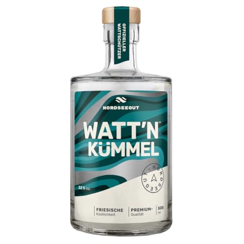 NORDSEEGUT 0,5L Watt´n Kümmel mit edler Geschmacks-Note - Nordsee Kümmel Schnaps mit 32% Vol. für echte Nordsee Fans - Hochwertiger Kümmelschnaps von NORDSEEGUT