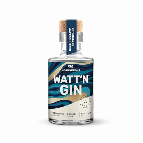 NORDSEEGUT Watt´n Gin - Nordsee Premium Dry Gin 42% Vol. I vegan mit handverlesenen Zutaten wie Hagebutte, Lavendel und fruchtiger Orange I Hamburger Gin (0.1 l) von NORDSEEGUT