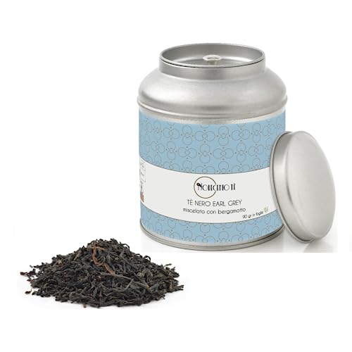 Novecento Tè® | Earl Grey Schwarztee | Schwarzer Tee mit Bergamotte - 90 Gr | Earl Grey Teeblätter | Loser Schwarztee und Bergamotte-Metalldose von NOVECENTO TE'