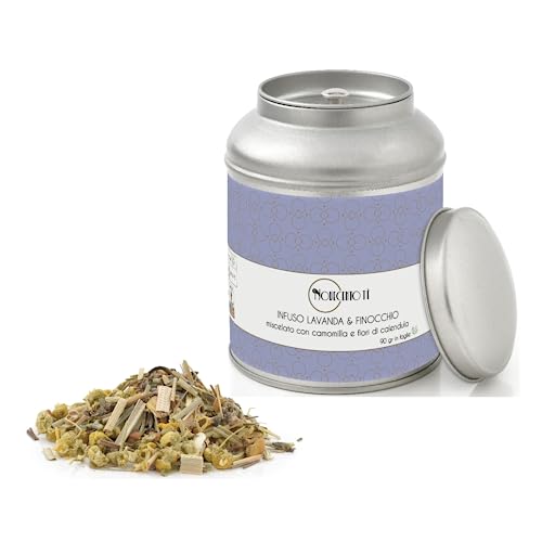 Novecento Tè® | Entspannender Lavendel- und Fenchelaufguss | Kräuterteeblätter aus Lavendel, Fenchel und Ringelblume – 90 g | Relax Kräutertee für den Abend ohne Koffein von NOVECENTO TE'