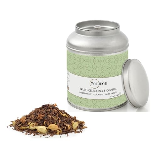 Novecento Tè® | Jasmin- und Zimtblattaufguss – 90 Gr | Rooibos mit Jasmin, Zimt, Anis | Rooibos-Mischung, Bulk-Gewürze in Metalldose von NOVECENTO TE'