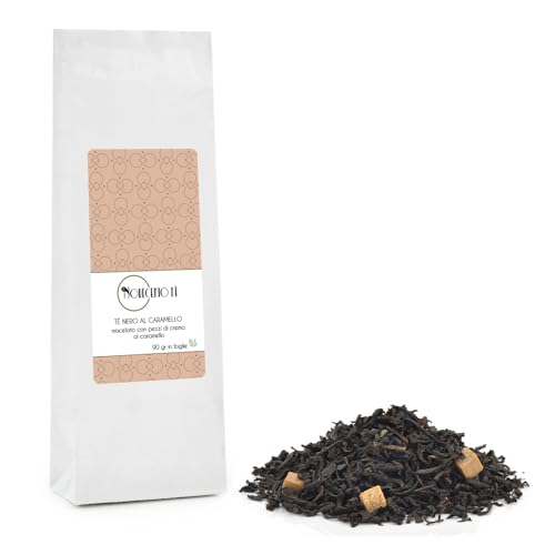 Novecento Tè® | Schwarzer Tee und Karamellblätter – 90 g | Karamellcreme Schwarztee | Beutel mit loser Schwarztee-Karamell-Mischung von NOVECENTO TE'