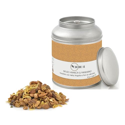 Novecento Tè® | Aufguss aus Orangen- und Mandarinenblättern – 90 g | Mandarinen-Kräutertee | Fruchtige Mischung aus Zitrusfrüchten, Apfel und Erdbeere in loser Metalldose von NOVECENTO TE'