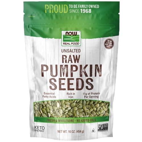 Now Foods, Unsalted & Raw Pumpkin Seeds (Kürbiskerne), ungesalzen, 454g, Laborgeprüft, Glutenfrei, Sojafrei, Vegan, Ohne Gentechnik von NOW