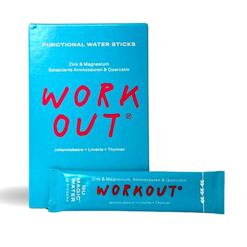 Nu Magic Water von BIOGENA – Funktionelle Wassersticks WORKOUT – mit Johannisbeere, Limette, Thymian, Magnesium, Zink, Aminosäuren & Quercetin – vegan, ohne Zuckerzusatz, 12x Packung zum Anrühren von NU MAGIC WATER