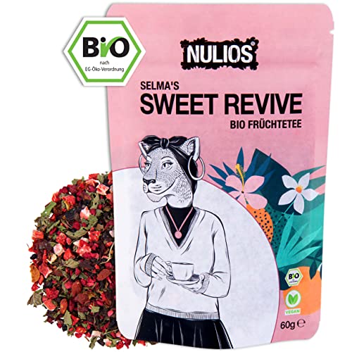 NULIOS® -Premium Bio Früchtetee lose mit gefriergetrockneten Erdbeeren & Himbeeren | „SELMA’S SWEET REVIVE“ | natürlich süß | ohne Aromastoffe & Zucker | koffeinfrei | für entspannte Stunden | 60g von NULIOS