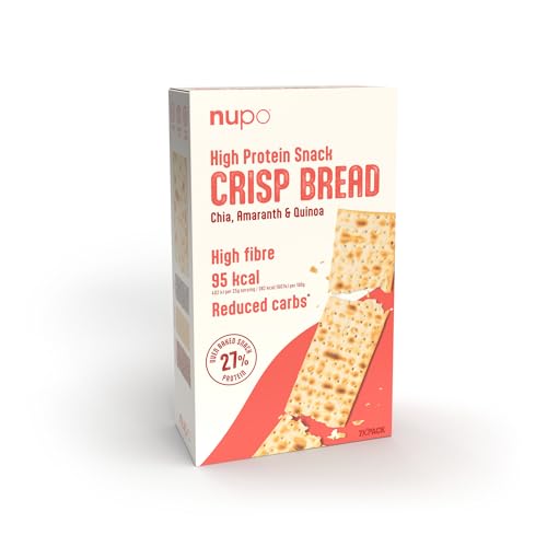 NUPO® High Protein Snack Crisp Bread [7x 25g] - Knusprig Gesunder Snack - Reduzierte Kohlenhydrate - Ballaststoffreich - Im Ofen gebacken von NUPO